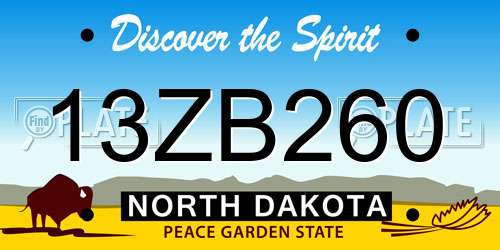 13ZB260 North Dakota License Plate