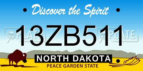 13ZB511 North Dakota License Plate