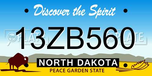 13ZB560 North Dakota License Plate