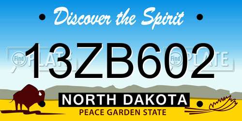13ZB602 North Dakota License Plate