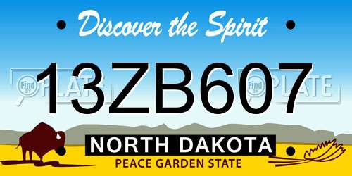 13ZB607 North Dakota License Plate