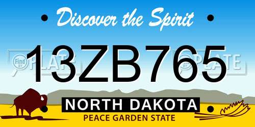 13ZB765 North Dakota License Plate