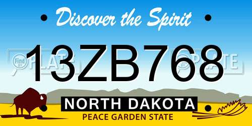 13ZB768 North Dakota License Plate