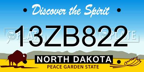 13ZB822 North Dakota License Plate