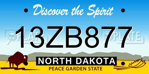 13ZB877 North Dakota License Plate