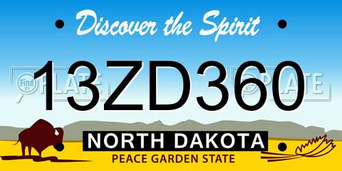 13ZD360 North Dakota License Plate