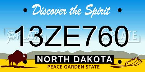 13ZE760 North Dakota License Plate