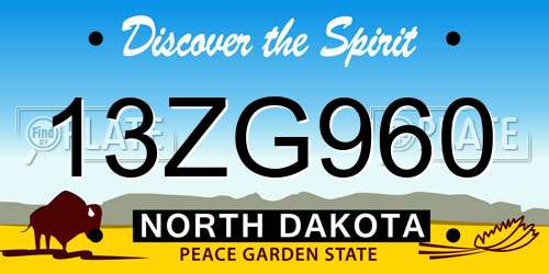 13ZG960 North Dakota License Plate