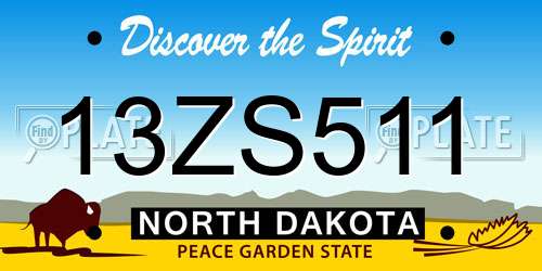 13ZS511 North Dakota License Plate