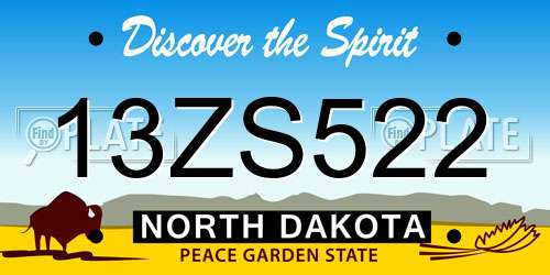 13ZS522 North Dakota License Plate