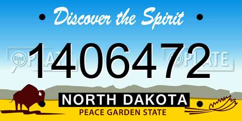 1406472 North Dakota License Plate