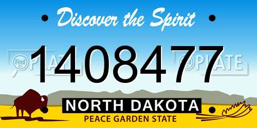 1408477 North Dakota License Plate