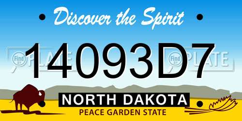 14093D7 North Dakota License Plate