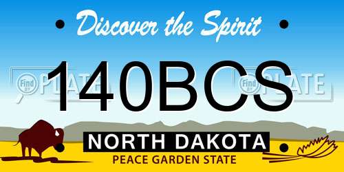 140BCS North Dakota License Plate