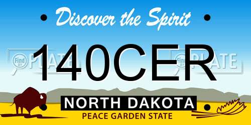 140CER North Dakota License Plate