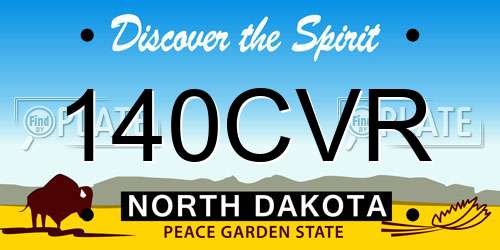 140CVR North Dakota License Plate