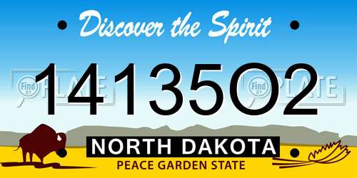 14135O2 North Dakota License Plate