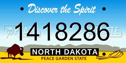 1418286 North Dakota License Plate