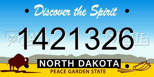 1421326 North Dakota License Plate