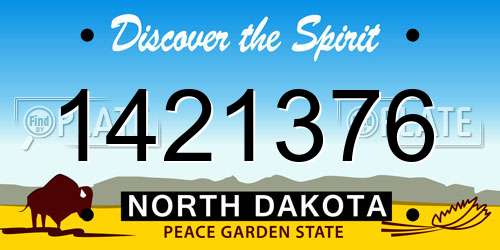 1421376 North Dakota License Plate