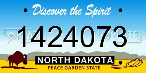 1424073 North Dakota License Plate