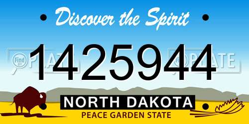 1425944 North Dakota License Plate