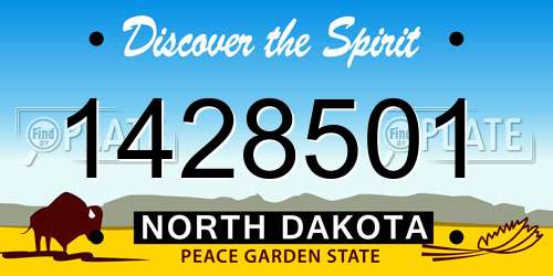 1428501 North Dakota License Plate
