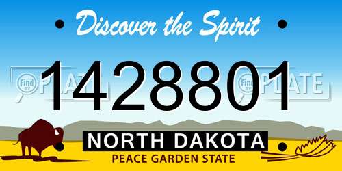 1428801 North Dakota License Plate