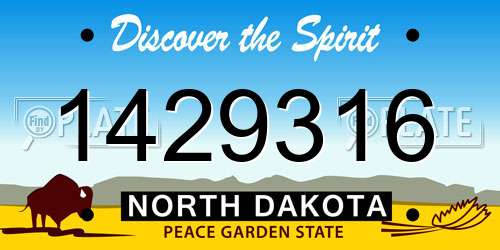 1429316 North Dakota License Plate