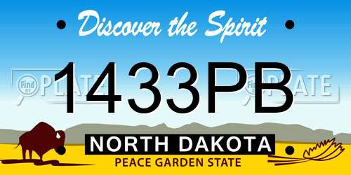 1433PB North Dakota License Plate
