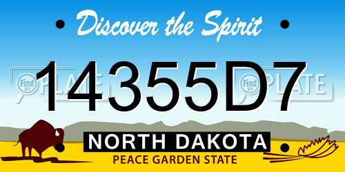 14355D7 North Dakota License Plate
