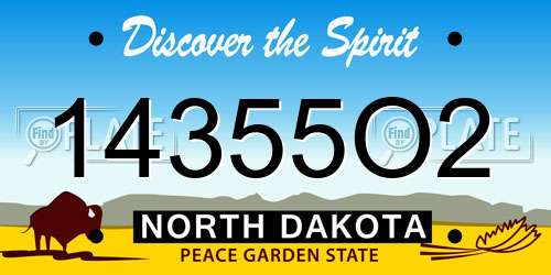 14355O2 North Dakota License Plate