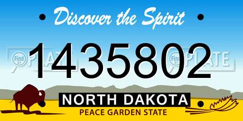 1435802 North Dakota License Plate
