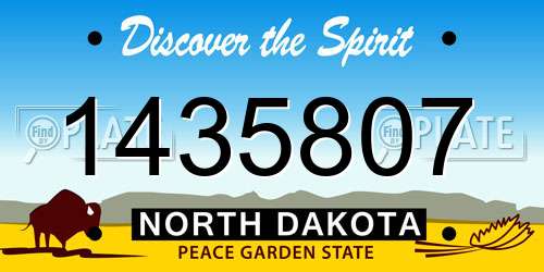 1435807 North Dakota License Plate