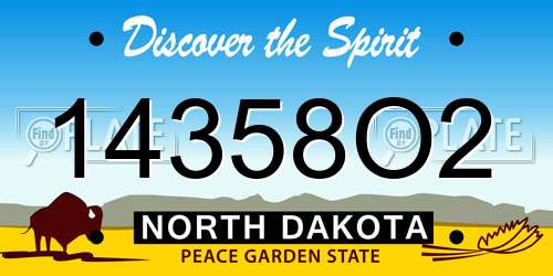 14358O2 North Dakota License Plate