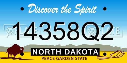 14358Q2 North Dakota License Plate