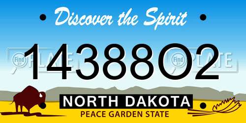 14388O2 North Dakota License Plate