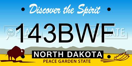 143BWF North Dakota License Plate