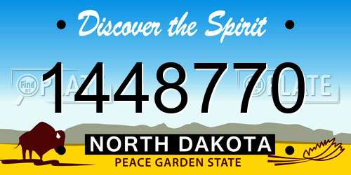 1448770 North Dakota License Plate