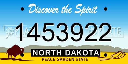 1453922 North Dakota License Plate
