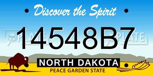 14548B7 North Dakota License Plate