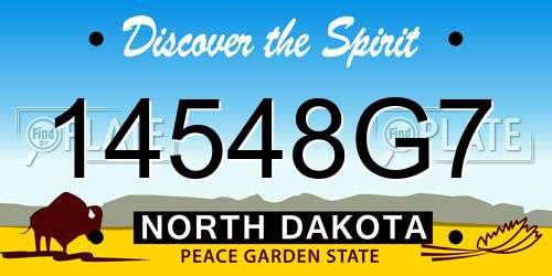 14548G7 North Dakota License Plate