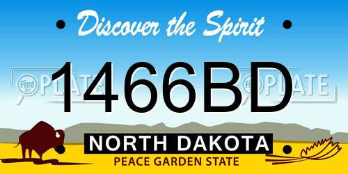 1466BD North Dakota License Plate