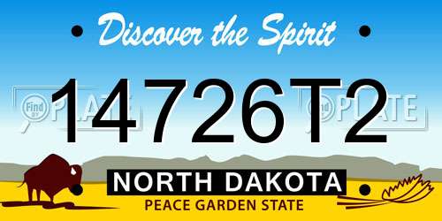 14726T2 North Dakota License Plate