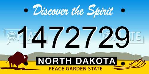 1472729 North Dakota License Plate