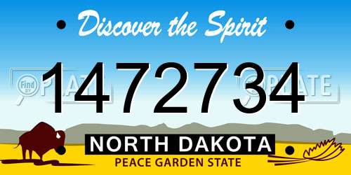 1472734 North Dakota License Plate
