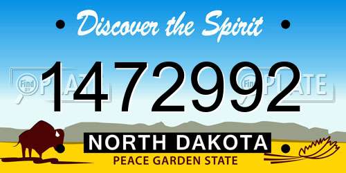 1472992 North Dakota License Plate