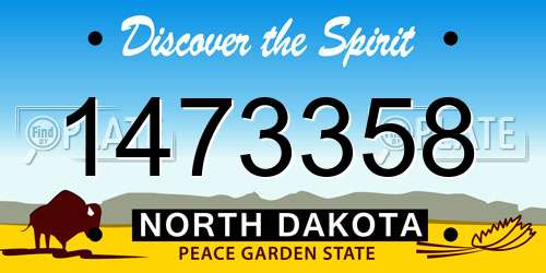 1473358 North Dakota License Plate