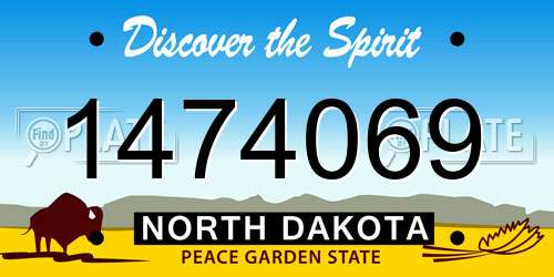 1474069 North Dakota License Plate