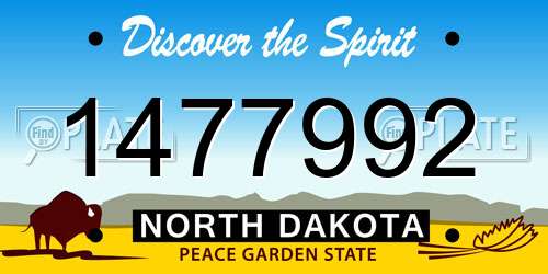 1477992 North Dakota License Plate